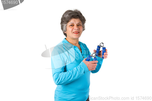 Image of Senior woman in gym