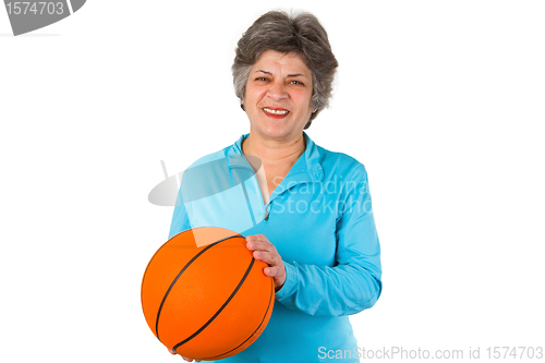 Image of Female senior holding basketball 