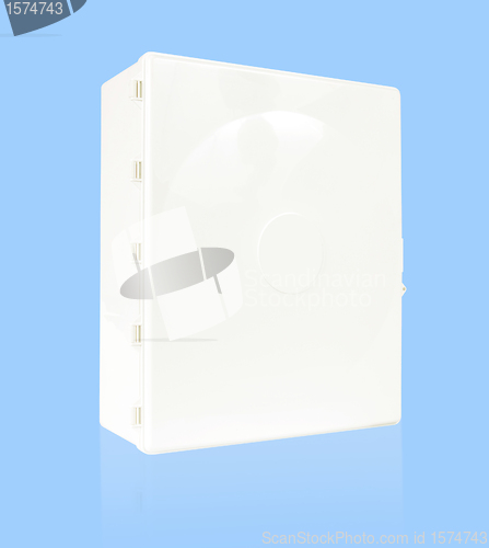 Image of White box isolated on a blue background