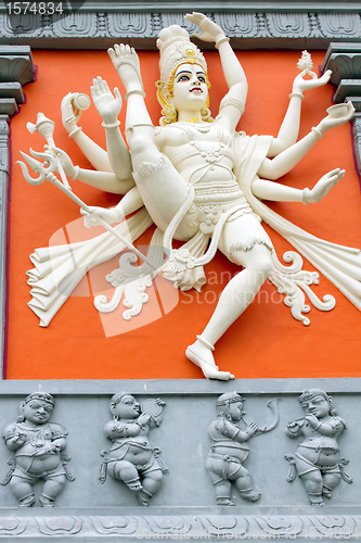 Image of Hindu Goddess with Many Arms Holding Weapons