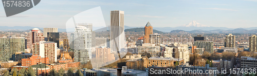 Image of Portland Oregon Downtown Cityscape with Mount Hood