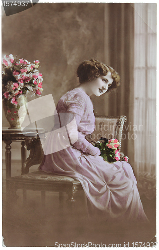 Image of Woman with Flowers