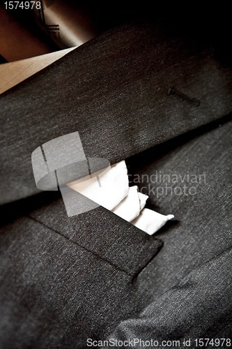 Image of Black Tuxedo with white handkerchief