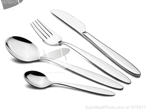 Image of Silverware Set with Fork, Knife, and Spoons