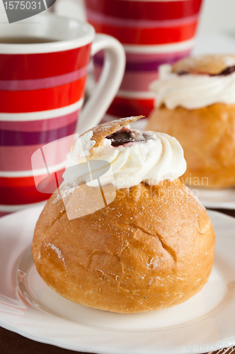 Image of Rich rolls with a cream, a close up