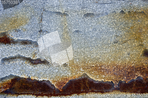 Image of Rusty sheet steel building wall background closeup 
