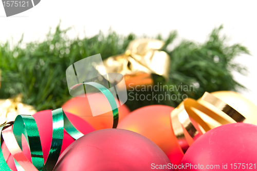 Image of christmas decoration with green garland