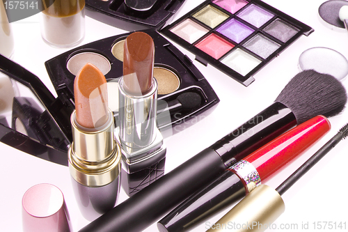 Image of set of cosmetic makeup products