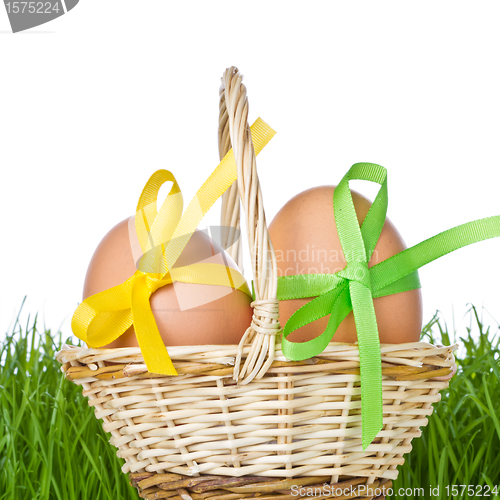 Image of basket with easter eggs