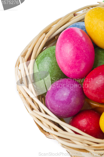 Image of colorful easter eggs in basket