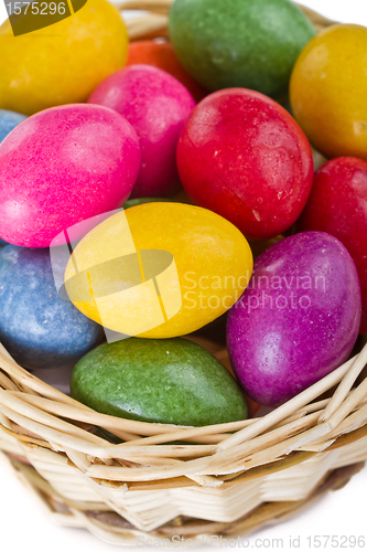 Image of colorful easter eggs in basket