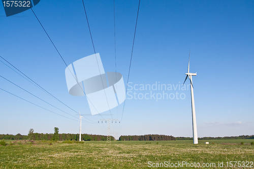 Image of windmill and powerlines