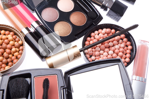 Image of set of cosmetic makeup products