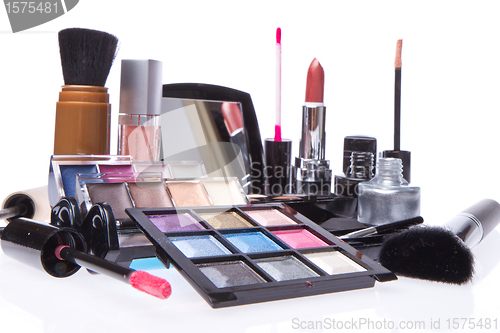 Image of set of cosmetic makeup products