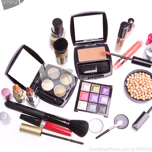 Image of set of cosmetic makeup products