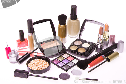 Image of set of cosmetic makeup products