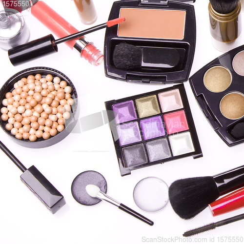 Image of set of cosmetic makeup products