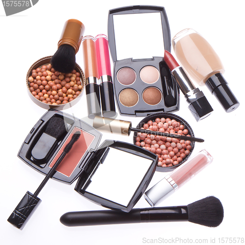 Image of set of cosmetic makeup products