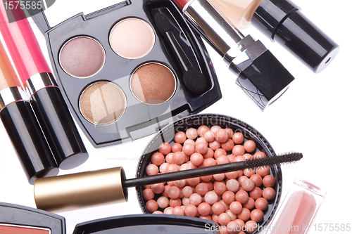 Image of set of cosmetic makeup products