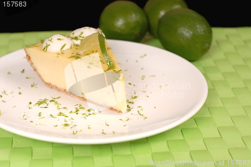 Image of Key lime pie on white plate