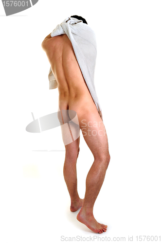 Image of nude man with bath towel