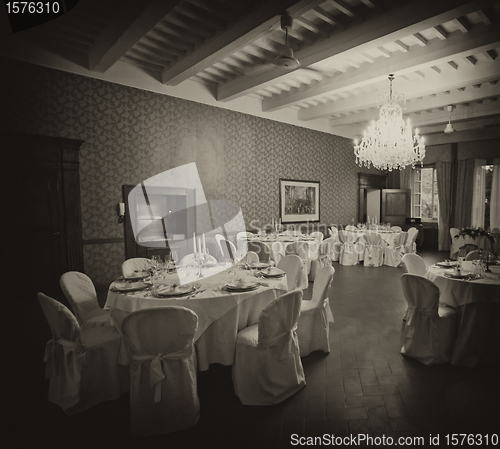 Image of Dining Room prepared for Weddig Party