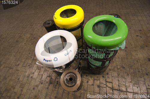 Image of Trashbins Collectors in Florence Train Station