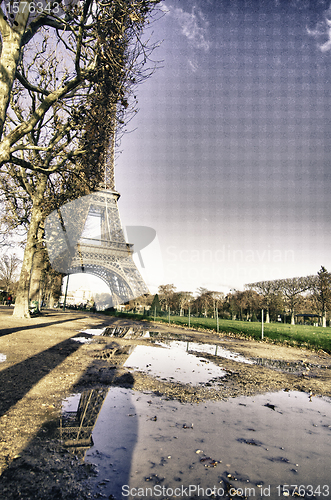 Image of Colors of Eiffel Tower in Winter