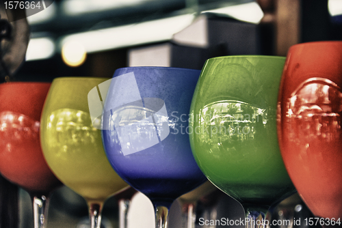 Image of Colorful Glasses in a Thai Market