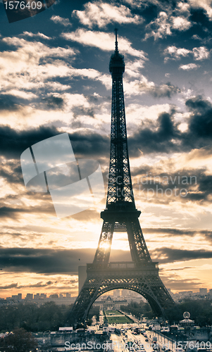 Image of Sky Colors over Eiffel Tower in Paris
