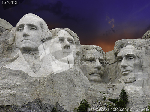 Image of Sunset over Mount Rushmore, U.S.A.