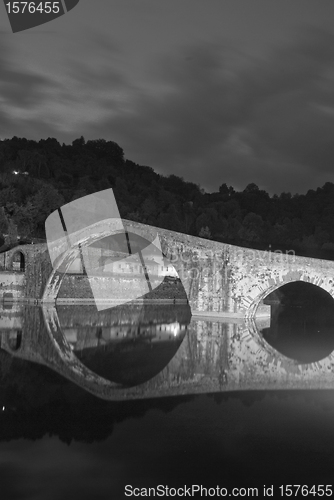 Image of Devils Bridge at Night in Lucca, Italy