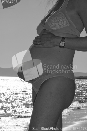 Image of Pregnant Woman at the Seaside