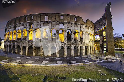 Image of Colors of Colosseum at Sunset in Rome