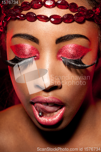 Image of African Woman Wearing Beads