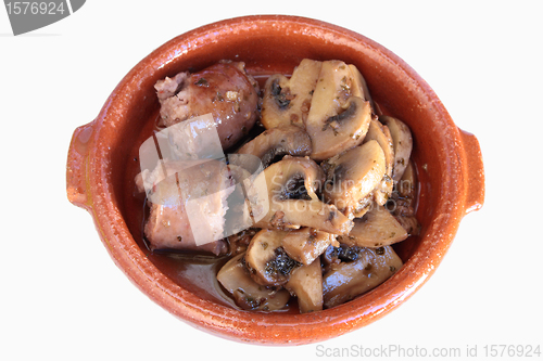 Image of sausage with mushrooms