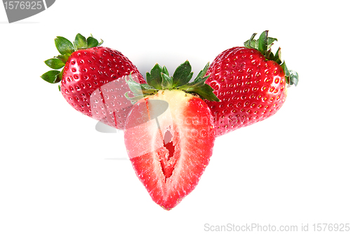 Image of three ripe strawberries