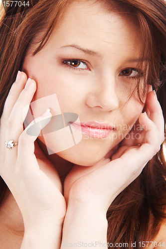 Image of Closeup portrait of a young woman