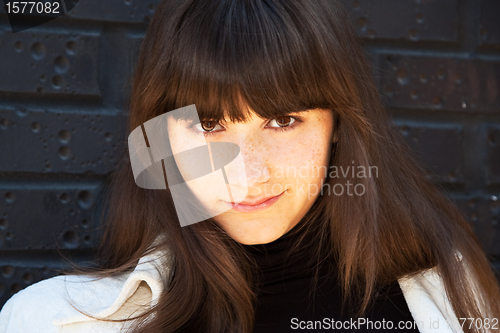 Image of Portrait of a smiling stylish lady