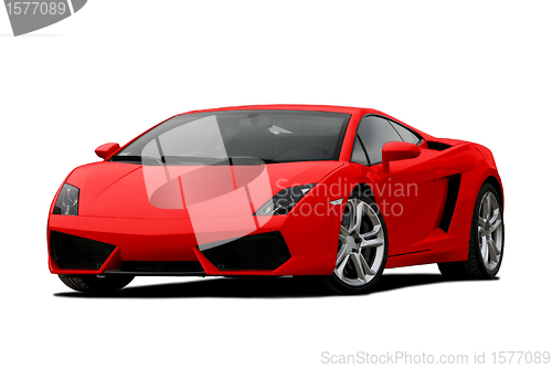 Image of 3/4 view of red supercar