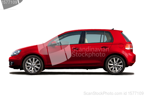 Image of Cherry red hatchback