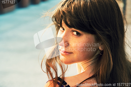 Image of Portrait of a smiling stylish lady