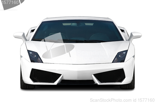 Image of White supercar. Front view.