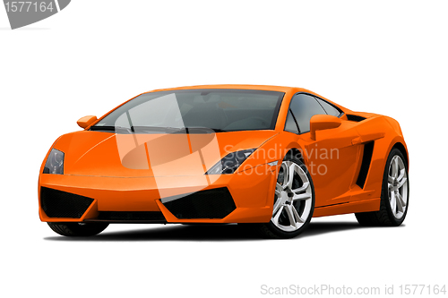 Image of 3/4 view of orange supercar