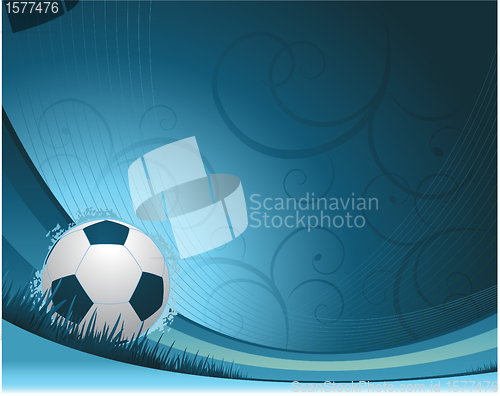 Image of Blue soccer background with soccer ball