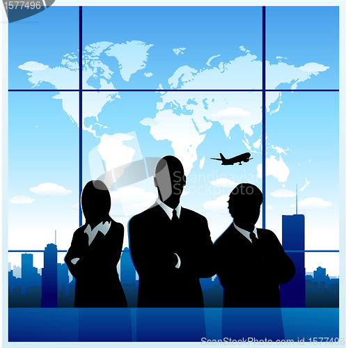 Image of Business man technological background