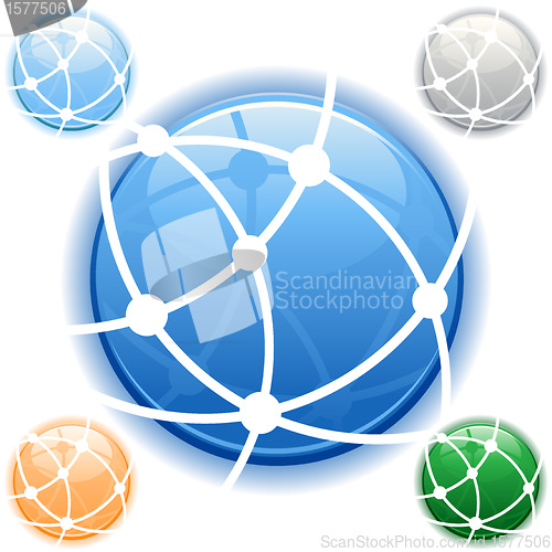 Image of Network icon in blue on isolated white background