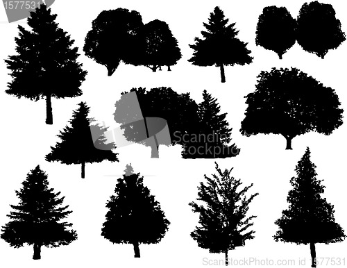 Image of Tree silhouettes collection set