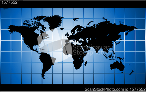 Image of Blue world map square background