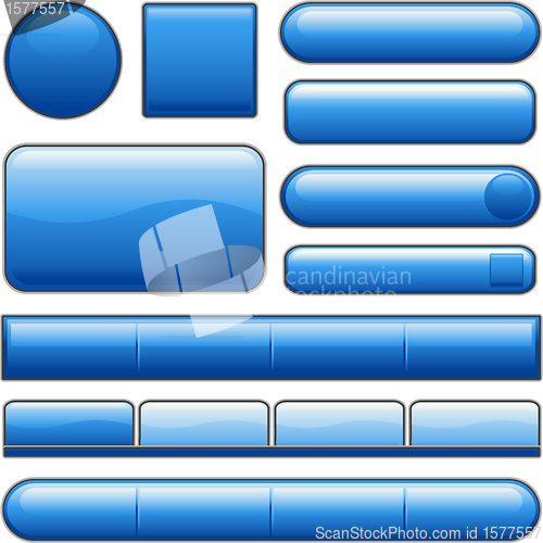 Image of Blue Glossy website internet Media buttons